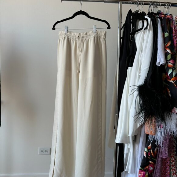 T BY ALEXANDER WANG Ecru Drape Suiting Side Slit Pants - 4 - Picture 3 of 5